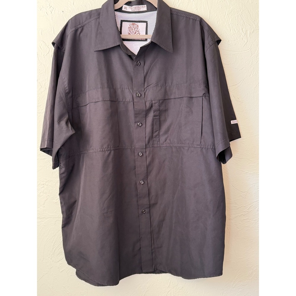 Tiger Hill Mens XL Performance‎ Poplin Fishing Shirt Black Vented